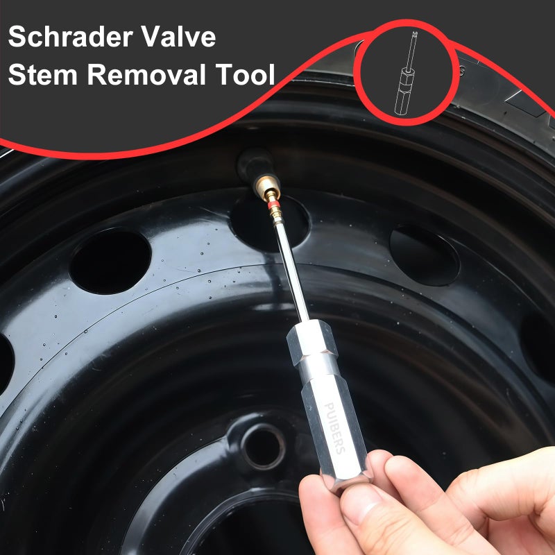 PUIBERS Magnetic Schrader Valve Stem Removal Tools  4.3 Inch Valve Core Removal Tool Set with 10 Valve Cores Stainless Steel Tire Valves Tool for Schrader Cores (2-Pack) - Image 2